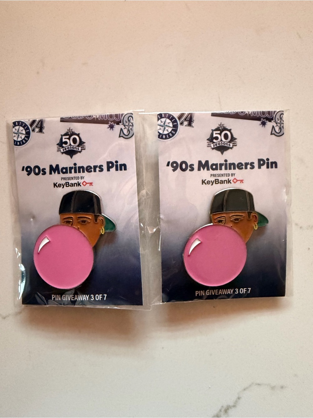 Pink Bubblegum '90s Mariners Pin Set